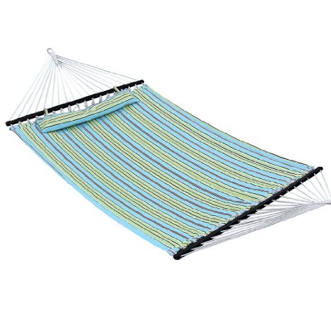 Songmics Garden Patio Hammock Quilted Fabric W' Detachable Pillow 2 Person Reversible UGDC34Q
