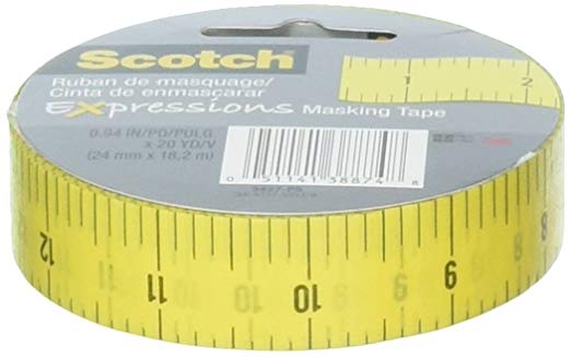 Scotch 3437-P5 Masking Tape Measure .94X20YD, Multicolor