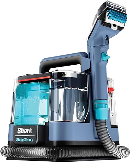 Shark StainStriker Stain & Spot Cleaner with Tough Stain, Crevice & Hose-Cleaning Tools, 2x Bespoke Cleaning Formulas Remove Stains, Odours, Dirt & Grime, Lightweight, 450W, Blue, PX200UK