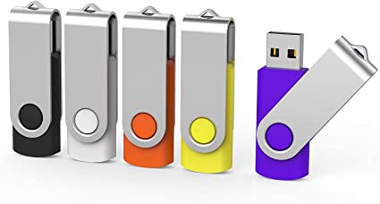 Aiibe 5 Pack 128GB Flash Drive USB Drive 128GB Flash Thumb Drive USB 2.0 Memory Stick 128GB Jump Drive Zip Drives (128GB, 5 Mixed Colors: Black Red Yellow White Purple)