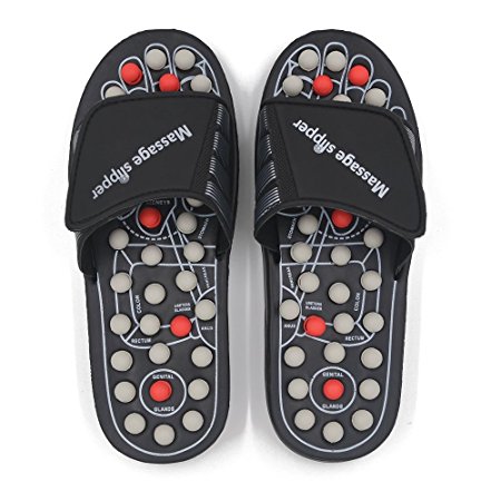 BYRIVER Acupressure Foot Massager Jade Stone Acupoint Massage Slippers Shoes Reflexology Sandals for Men Women(S.M.L)