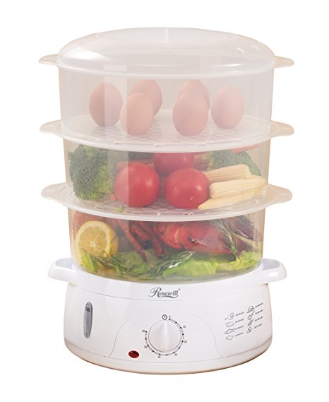 Rosewill BPA-free, 9.5-Quart (9L), 3-Tier Stackable Baskets Electric Food Steamer with Timer, RHST-15001