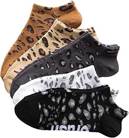 Milumia Women's Leopard Print Cotton Socks Casual Novelty Crew Socks 5 Packs