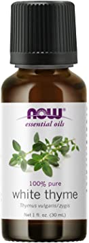 NOW Essential Oils, White Thyme Oil, Empowering Aromatherapy Scent, Steam Distilled, 100% Pure, Vegan, Child Resistant Cap, 1-Ounce