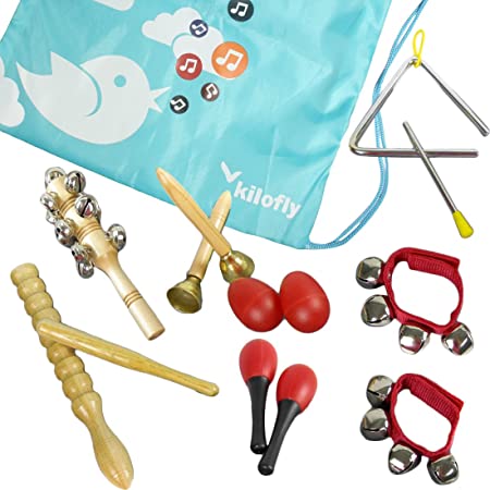kilofly Kids Mini Band Musical Instruments Rhythm Toys Value Pack [Set of 11]