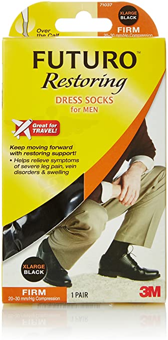 Futuro Restoring Dress Socks for Men, Black, Extra Large