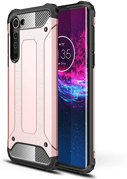 Moto Edge Case,DAMONDY for Motorola Edge 5G Case,Armor Designed Rugged Cell Phone Cases Heavy Duty | Military Grade Shockproof Drop Protection Cover for Moto Edge -Rose Gold