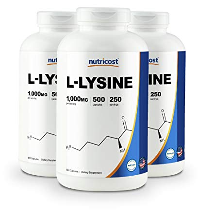 Nutricost L-Lysine 500mg (1000mg Serving), 500 Capsules (3 Bottles)