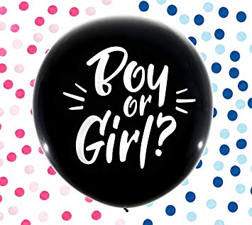 BIG REVEAL CO. Gender Reveal Balloon | 2 Giant 36" Black Balloons with Pink & Blue Confetti for Boy or Girl | Perfect Baby Announcement, Baby Shower and Gender Reveal Party Supplies Decorations Kit