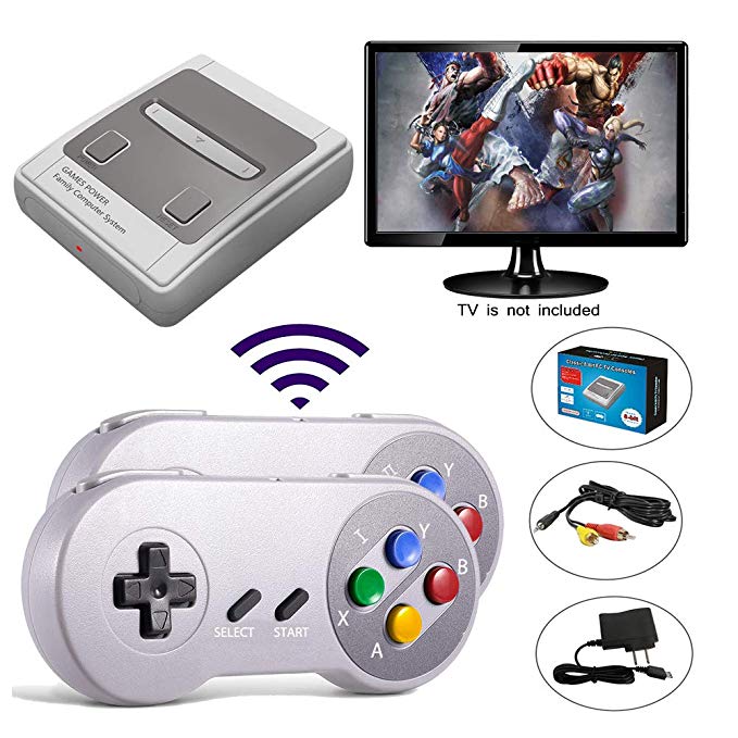 Huongoo Classic Mini Family Game Consoles, Retro Game Console Built-in 557 TV Video Game Wireless Dual Controllers, Entertainment System. (JY02)