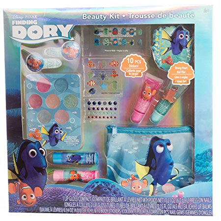 Disney Pixar Finding Dory Beauty Kit with Lip Gloss and Balm, Press-On Nails, Files and Stickers