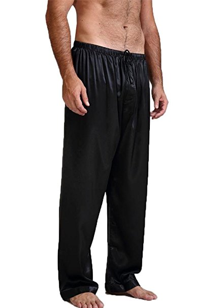 Lonxu Mens Silk Satin Pajamas Pyjamas Pants Sleep Bottoms Free p&p S~4XL Plus_Gifts