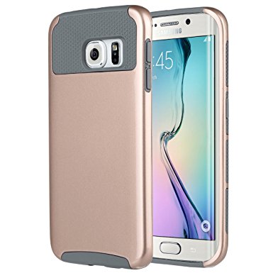 Galaxy S6 Edge Case, ULAK 2 in 1 Hybrid Dual Layer Protective Slim Fit Case Cover for Samsung Galaxy S6 Edge (5.1" inch) 2015 Release - Rose Gold/Grey