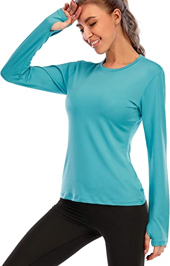 isnowood Womens SPF Shirts Long Sleeve - Quick Dry UV Sun Protection Tee Tops for Rashguard Fishing Hiking