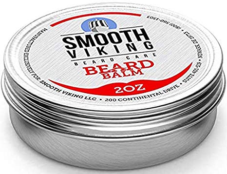 Beard Balm with Leave-in Conditioner- Styles, Strengthens & Thickens for Healthier Beard Growth, while Argan Oil and Wax Boost Shine and Maintain Hold- 2 oz Smooth Viking