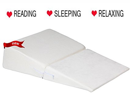 Ang Qi Bed Wedge Pillow with Supportive Foam - Folding - Best for Sleeping, Reading, Rest or Elevation - Breathable and Washable Velvet Cover