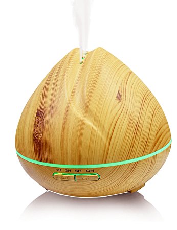 400ml Essential Oil Diffuser, Zvpod Wood Grain Cool Mist Humidifier Diffuser for Office Home Room Study Yoga Spa