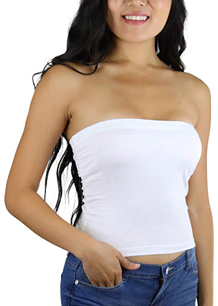 ToBeInStyle Women's Strapless Tube Tops with Built-in Shelf Bra