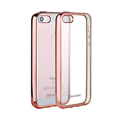 iPhone SE case,Baesan [Twinkler Series] [Scratch Resistant] Premium Flexible Soft TPU Bumper Silicone Case with Electroplate Frame Fit for iPhone SE/ 5S / 5 --Rose Gold (Rose Gold)