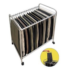 Wheeled steel rolling pants and necktie closet trolley