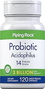 Piping Rock Probiotic Acidophilus 14 Strains 3 Billion Organisms | 120 Capsules | Non-GMO, Gluten Free Supplement