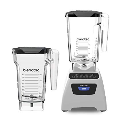 Blendtec Classic 575 Blender - WildSide  Jar (90 oz) and FourSide Jar (75 oz) BUNDLE - Professional-Grade Power - Self-Cleaning - 4 Pre-programmed Cycles - 5-Speeds - Polar White