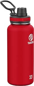 Takeya Originals 32 oz Vacuum Insulated Stainless Steel Water Bottle with Straw Lid, Fire