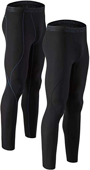 DEVOPS Men's 2 Pack Compression Cool Dry Tights Baselayer Running Active Leggings Pants