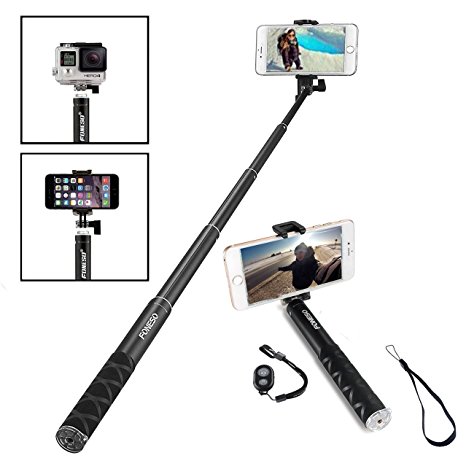 Selfie Stick, Foneso Ultra Compact Durable Selfie Monopod for iPhone 6s/6s Plus/6/6 Plus, iPhone 4 5 5s 5c, Android Smartphones,Gopros and Compact Cameras (Black without tripod)