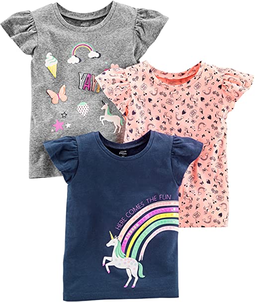 Simple Joys by Carter's Toddler Girls' 3-Pack Short-Sleeve Graphic Tees