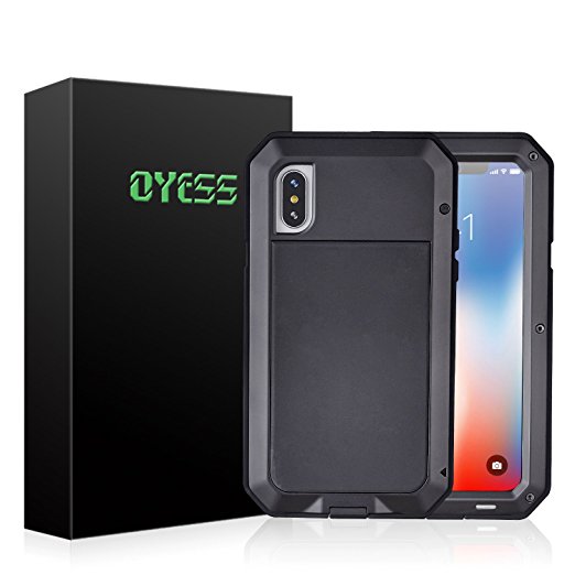 iPhone X Aluminum Metal Case - Shockproof Dust Proof Water Resistant Military Grade Extreme Protective Bumper Frame Heavy Duty Shell Cover with Gorilla Glass Protector By OYESS