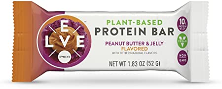 Evolve Plant-Based Protein Bars, Peanut Butter & Jelly, 10g Protein,1.83Oz 12 Count