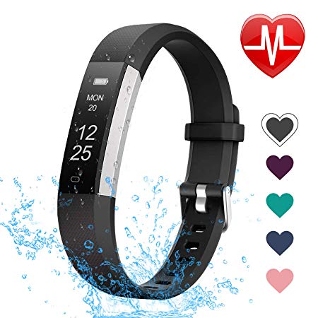 LETSCOM Fitness Tracker with Heart Rate Monitor, Slim and Smart Activity Tracker Watch with Sleep Monitor, Step Counter and Calorie Counter, IP67 Waterproof Pedometer Watch for Kids Women Men