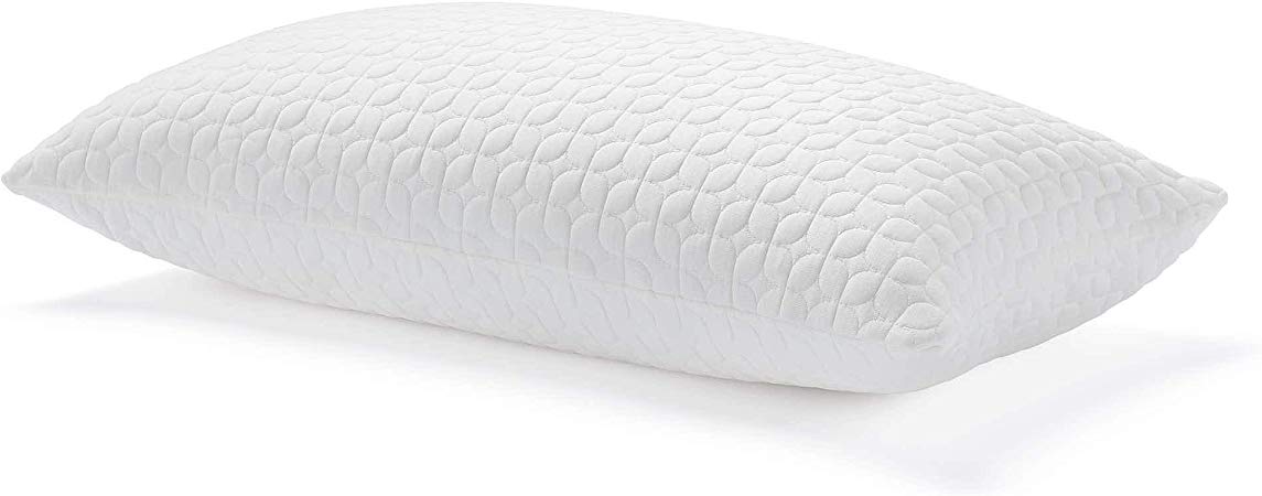 LUCID Shredded Memory Foam Hybrid Pillow – Removable Zippered Customizable Loft – Rayon from Bamboo Washable Cover – Side, Back, and Stomach Sleepers-Queen, White