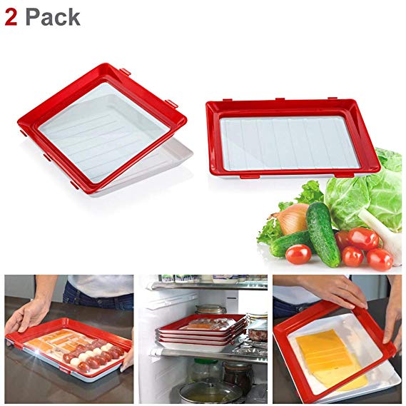 SeaHome Food Plastic Preservation Tray, 2019 New Vacuum Food Preservation Tray Healthy Seal Storage Container Set Kitchen Tools (2 packs)