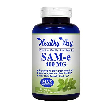 Healthy Way Pure SAM-e 400mg Supplement (Non-GMO) - 90 Capsules Sam-e (S-Adenosyl Methionine) to Support Mood, Joint Health, and Brain Function 100% Money Back Guarantee Order Risk Free!