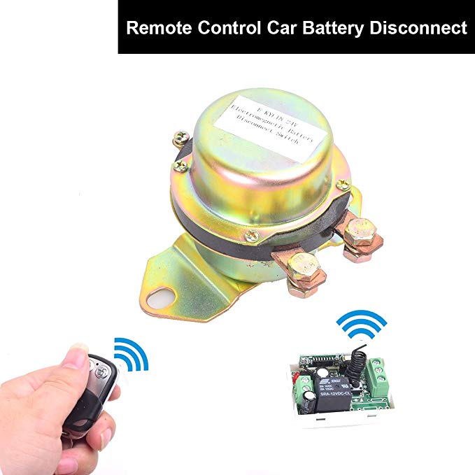 Car Auto Remote Control Battery Switch Disconnect Anti-theft, DC 12V Latching Relay Electromagnetic Solenoid Valve Power Switch Terminal Master Kill System - No Open The Front Hood