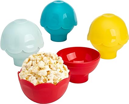 Ecolution Micro-Pop Popcorn Ball Maker Set, Create the Perfect Sized Treats, Made Without BPA, Mess-Free & Dishwasher Safe, 4-Piece Set, Multicolor