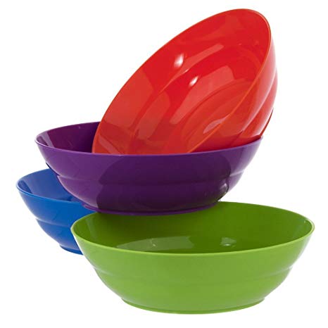 Sonoma 28-Ounce Plastic Bowls for Cereal or Salad | Set of 8 in 4 Classic Colors