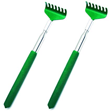 Favorict - Ultimate Telescopic Stainless Steel Extendable Back Scratcher (Pack 2, Green)