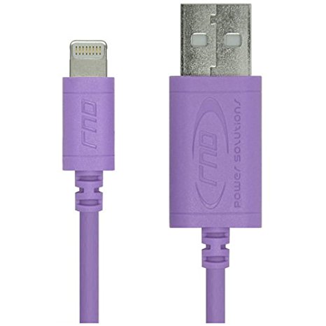 RND Apple Certified Lightning to Reversible USB 6FT Cable for iPhone (7/7 Plus/6/6 Plus/6S /6S Plus/5/5S/5C/SE) iPad (Pro/Air/Mini) and iPod Data Sync and Charge 8-Pin Cable (6 Feet/1.8 M/Purple)