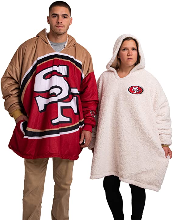 FOCO NFL Unisex Reversible Oversized Sherpa Hoodie Sweatshirt Colorblock Hoodeez