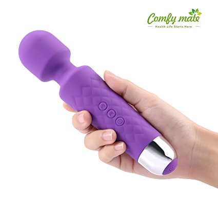 Cordless Electric Mini Therapeutic Wand Massager with Extremely Powerful Rechargeable Waterproof Vibrator for Personal Full Body Massage, Muscle Aches & Pains & Sports Recovery (Purple)