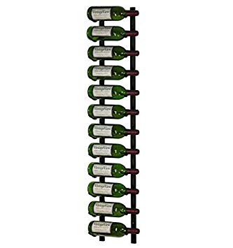 VintageView 12 Bottle Wall Mounted Metal Wine Rack (1 Deep - Black)