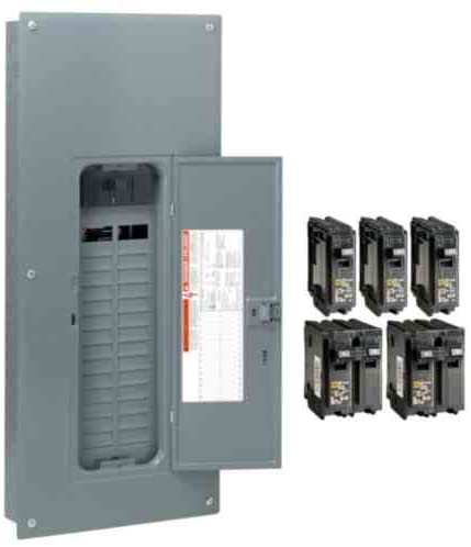 Square D by Schneider Electric HOM3060M200PQCVP Homeline 200 Amp 30-Space 60-Circuit Indoor Main Breaker Qwik-Grip Plug-On Neutral Load Center with Cover - Value Pack