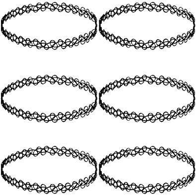 INBLUE Women's Rubber Necklace Chain Double Line Henna Tattoo Choker Collar Stretch Elastic Set (6 PCS)