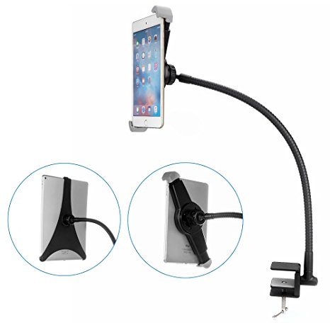 BESTEK Gooseneck Tablet Mount Desk iPad Holder Stand for iPad Air, iPad Mini, iPad Pro 9.7" 10.5" 12.9", Galaxy Tab, and more 7-10.5 inch Tablets PCs E-readers