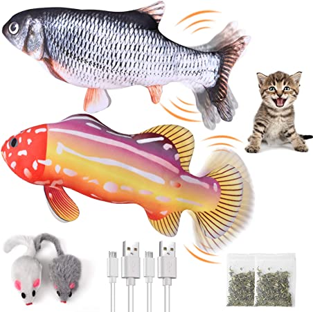 Live2Pedal 2Pack Catnip Toys, Fish Cat Toys for Indoor Cats Interactive Moving Flopping Fish Cat Toy - Cats Nip Realistic Plush Kitten Toys
