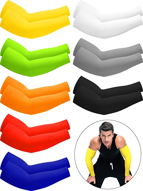 8 Pairs Unisex UV Protection Arm Cooling Sleeves Ice Silk Arm Cover