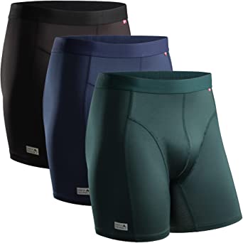 DANISH ENDURANCE Calzoncillos Bóxers de Deporte para Hombre, Secado Rápido, Transpirable, Resistentes al Olor, Suave, Ligero, Ropa Interior para Deporte, Negro, Verde, Azul Camuflaje, Pack de 3